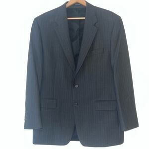 Ralph Lauren Wool Gray Pinstripe Business Casual Suit Blazer Jacket. 44 L